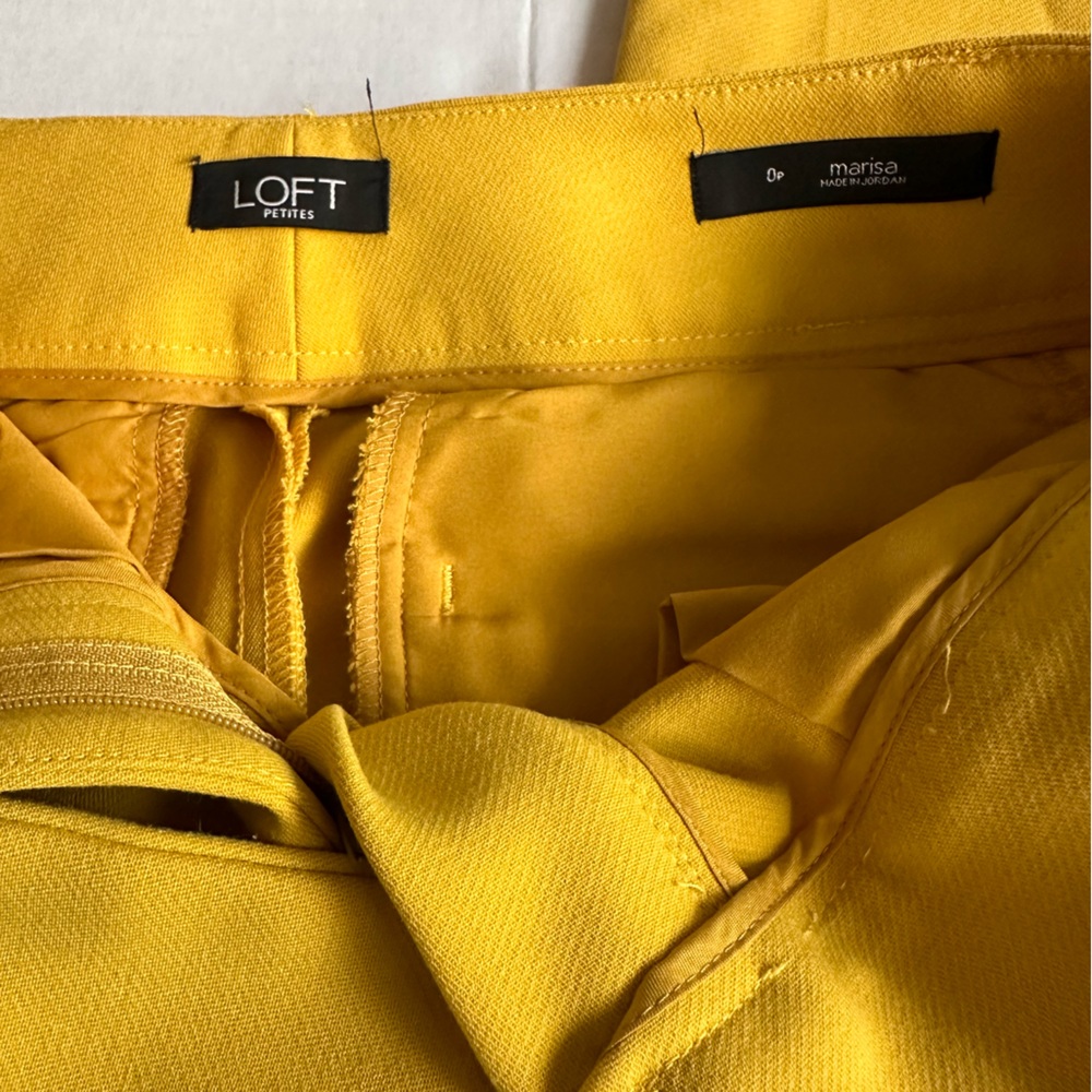 Loft Marisa Slim Tie-Waist Dress Pants Trousers - Solar Mustard Yellow petite 0 - Picture 5 of 6